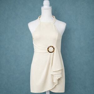 VENUS Ivory Faux Wrap Halter Mini Dress Size 18 | Backless | Resort Cocktail